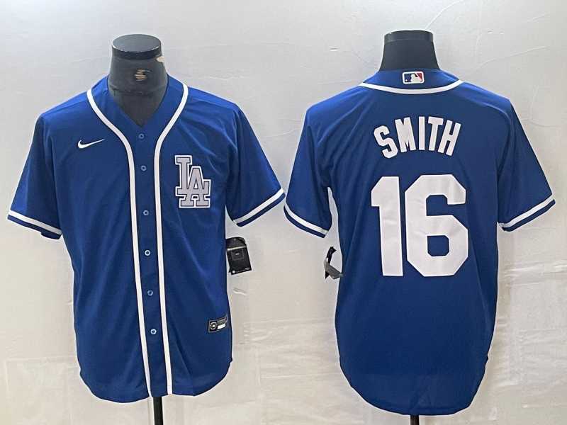 Mens Los Angeles Dodgers #16 Will Smith Blue Cool Base Stitched Baseball Jersey->los angeles dodgers->MLB Jersey